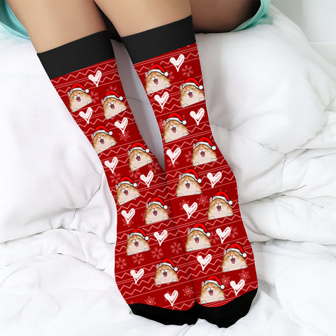 Personalized Christmas Socks – Custom Cat Breed, Holiday Elements & Pattern