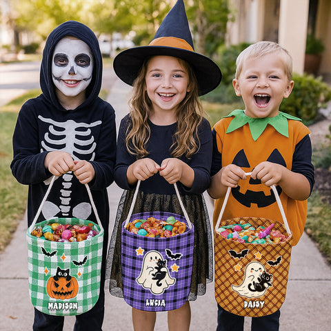 Personalized Halloween Candy Bag – Cute Pumpkin or Ghost Design