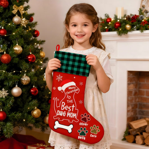 Personalized Dog Mom Christmas Stockings - Customize Pet Name and Quantity