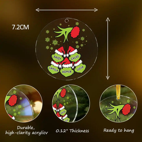 Personalized Grinch Family Name Acrylic Christmas Ornament