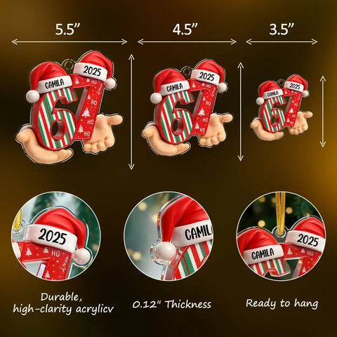 Custom Name and Year 67 Acrylic Ornament Funny Six Seven Christmas Gift