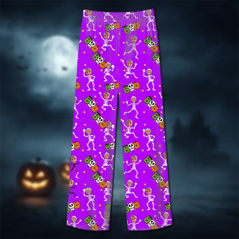 BOO Skeleton Family Halloween Pajamas – Custom Photo Pumpkin Sleepwear