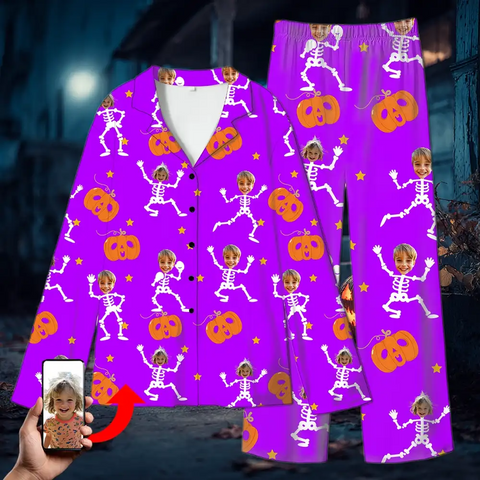 Boo Skeleton Family Pajamas – Personalized Halloween Pumpkin Sleepwear