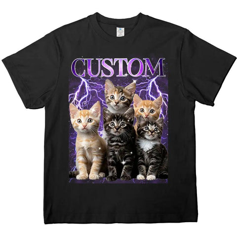 Camiseta unisex vintage con foto personalizada, sudadera con capucha para amantes de los gatos, mascotas y familiares.