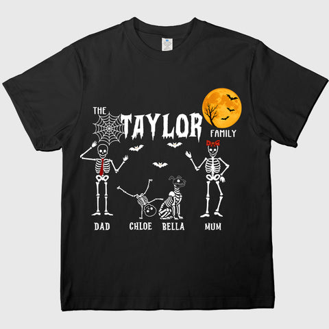 Personalized Halloween Skeleton family T-Shirts, Sweatshirts & Hoodies – Custom Names & Last Name