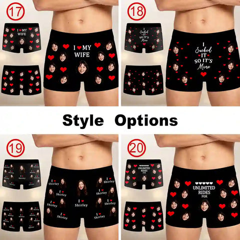Personalized Love Kiss Underwear – Custom Face Boxer Briefs, Romantic Valentine’s & Anniversary Gift for Him