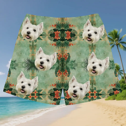 Personalized Pet Photo Beach Shorts – Custom Tropical Design