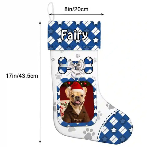 Custom Dog & Cat Christmas Stocking – Upload Pet Photo & Name, Personalized Holiday Keepsake