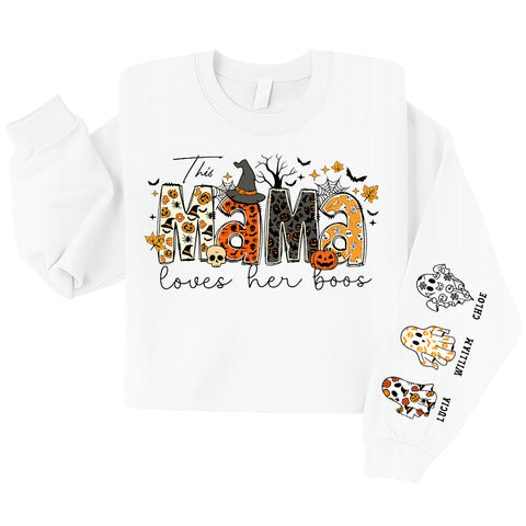 Custom Halloween Mama Sweatshirt, Halloween Mom Gift, Personalized Spooky Mama，Custom Name Halloween