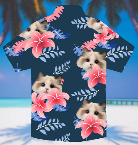 Custom Pet Face Hawaiian Shirt – Unisex Personalized with Your Pet's Photo