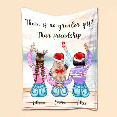 Personalized Best Friends Blanket – Custom Name Christmas Flannel Throw, “There Is No Greater Gift Than Friendship”