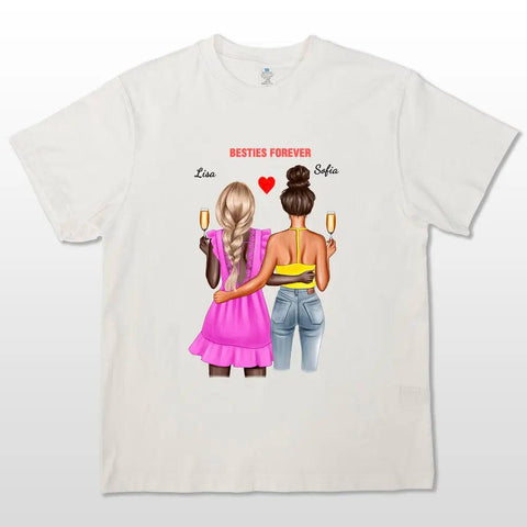 Besties Forever - T-shirt unisexe personnalisé, t-shirt premium, sweat à capuche - Cadeau d'anniversaire pour meilleure amie