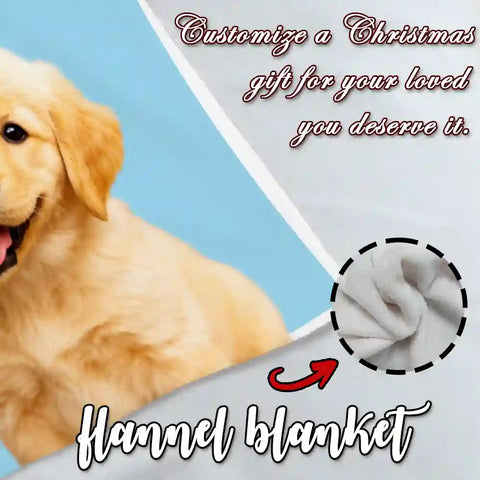 Custom Pet Photo Blanket – Personalized Flannel Throw with Dog’s Name, Perfect Gift for Pet Lovers