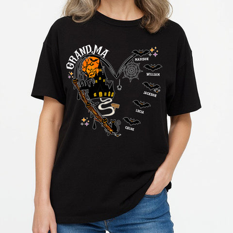 Personalized Halloween grandma and grandchildren name family T-Shirts, Sweatshirts & Hoodies, gift for grandma