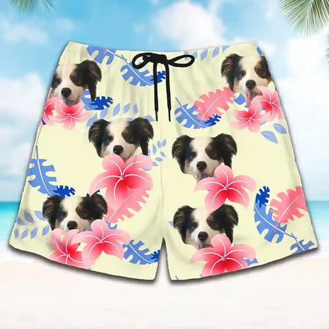 Personalized Pet Face Beach Shorts – Design Your Own Custom Swim Trunks