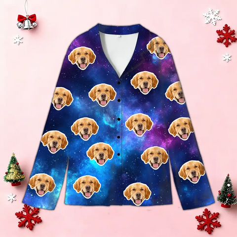 Custom Photo Family Pajamas – Space Background Personalized Sleepwear