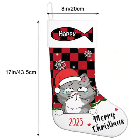 Custom Cat Breed Christmas Stocking – Personalized with Cat Name, Unique Cat Pattern Design