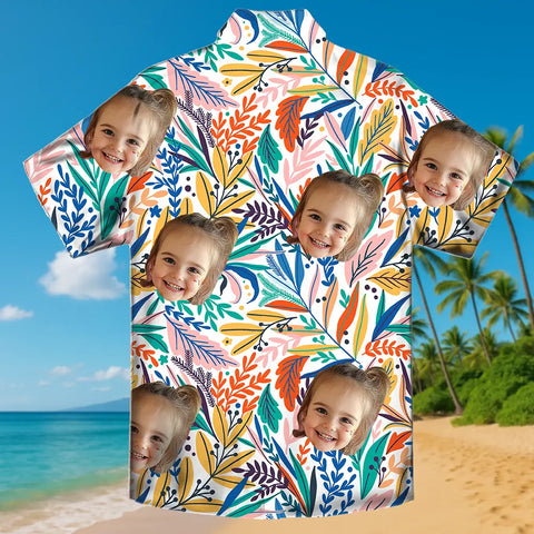 Personalized Summer Shirt with Face – Custom Tropical Print Tee