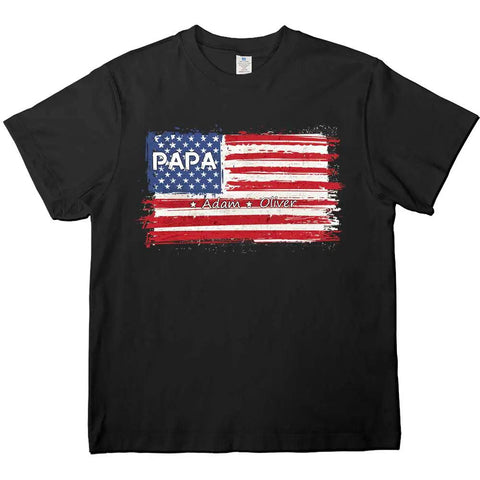 Fier d'être américain - T-shirt unisexe personnalisé pour la famille, t-shirt premium, sweat-shirt, sweat à capuche - Cadeau pour papa, grand-père 