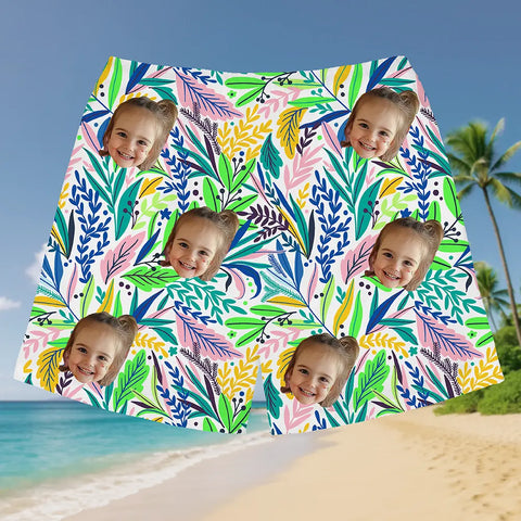 Personalized Summer Shorts with Face – Custom Tropical Print Shorts