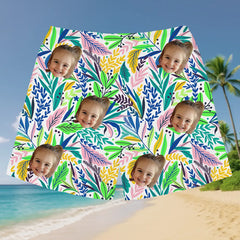 Personalized Summer Shorts with Face – Custom Tropical Print Shorts