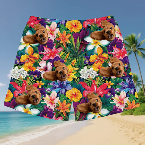 Custom Pet Face Hawaiian Shorts – Personalized Tropical Style for Pet Lovers