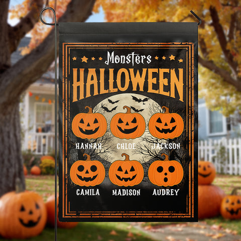 Custom Halloween Family Flags – Garden Flags with Grandchildren's Names