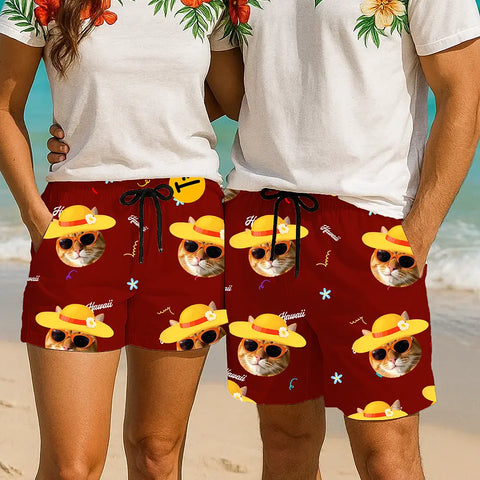 Custom Pet Face Hawaiian Shorts – Perfect for Summer Fun & Parties