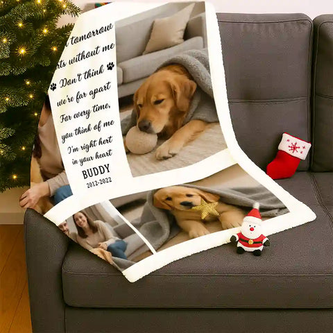 Custom Pet Memorial Blanket – Personalized Photo & Name Flannel Throw Keepsake for Dog Lovers