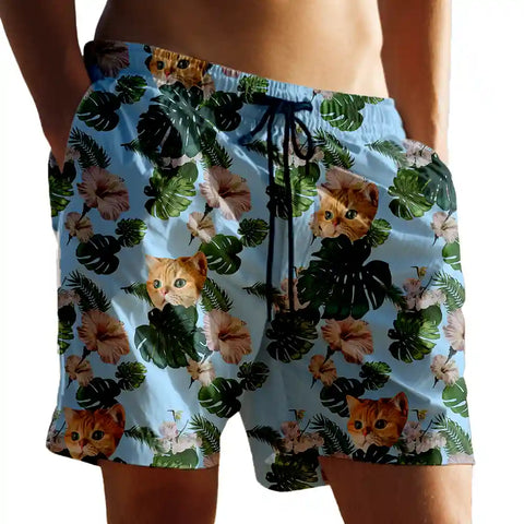 Custom Dog Face Hawaiian Shorts for Men – Upload Your Pet Photo