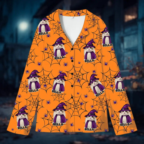 Custom Halloween Pet Pajamas – Personalized Sleepwear with Dog or Cat Photo & Name