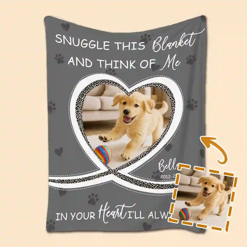 Custom Pet Memorial Blanket – Personalized Photo Heart Design, Forever in Your Heart Gift