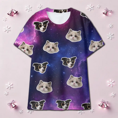 Custom Pet & Family Christmas Pajamas – Short Sleeve Flannel Matching Set