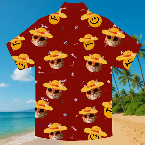 Camisa hawaiana personalizada con cara de mascota: perfecta para fiestas y diversión de verano 
