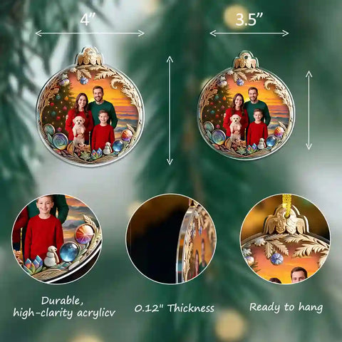 Custom Family Photo Christmas Acrylic Ornament – “Home Is Where We Gather” Personalized Holiday Keepsake