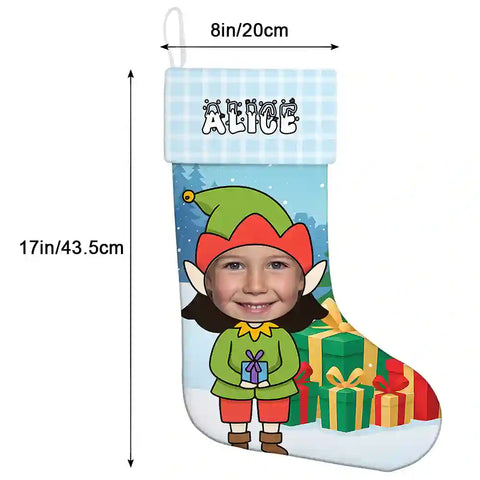 Custom Kids Christmas Stocking – Personalized with Child’s Photo & Name, Funny Holiday Gift Sock with Multiple Costume Designs