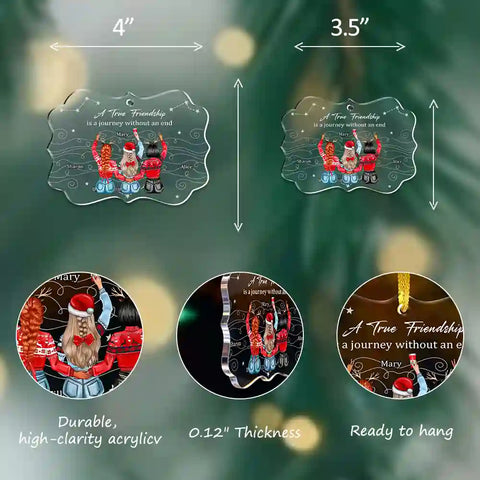 Personalized Best Friends Acrylic Ornament – “A True Friendship” Custom Christmas Gift for Women & BFFs