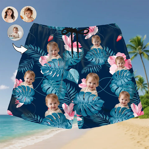 Personalized Face Shorts – Custom Tropical Beachwear for Summer Vibes