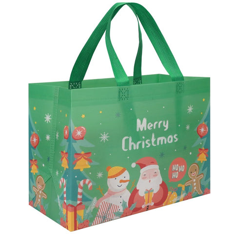 Large Reusable Christmas Gift Bags – Non-Woven Tote Bags for Xmas Party, New Year Gifts & Holiday Shopping (12.8"×9.8"×6.7")