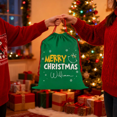 Personalized Christmas Gift Bag with Name | Custom Holiday Gift Bag