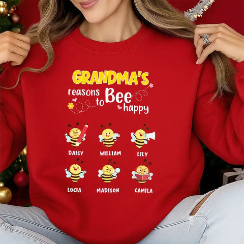 Personalized Grandma’s Reasons To Bee Happy Sweatshirt – Choose Bees & Names