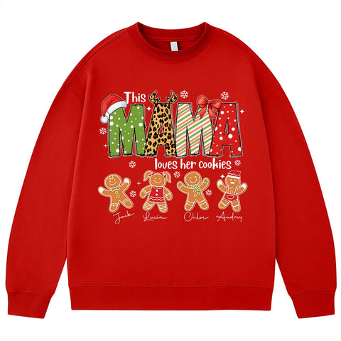 INK P.O.D | Personalized “This Mama Loves Her Cookies” Christmas Shirt – Custom Names Mom Kids Holiday Gift