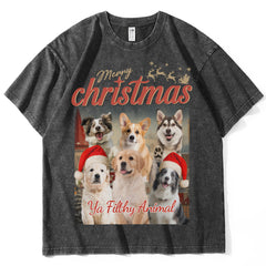 Personalized Christmas Vintage T-shirts - Upload your pet's photo to customize