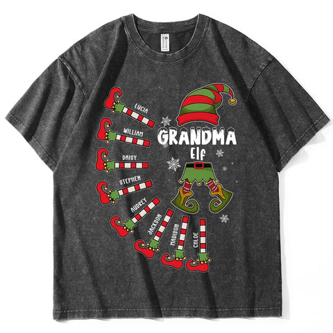 Personalize your Christmas Elf Vintage T-shirt - Select family members and edit their names