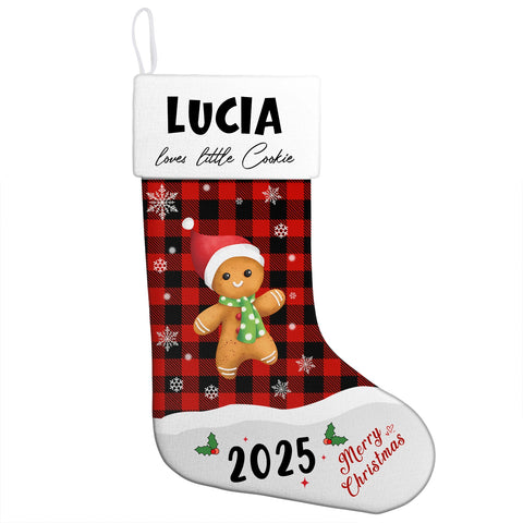 Custom Gingerbread Christmas Stocking – Name & Year Personalized