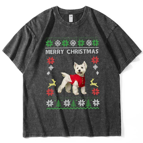 Custom Retro Christmas Pet Photo T-Shirt