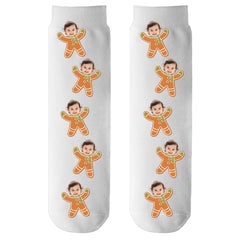 Custom Christmas Face Socks – Personalized Photo Gingerbread Style