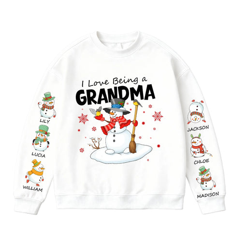 I Love Being a Grandma - Personalized Christmas T-shirts, sweatshirts, and hoodies with your grandchildren's names