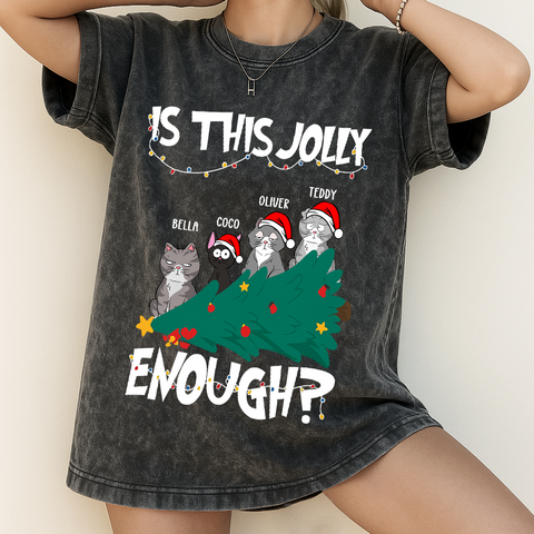 "Is This Jolly Enough?" - Personalized cute cat Christmas vintage shirt