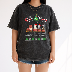 Custom Retro Christmas Cat T-Shirt – Choose Breed & Name